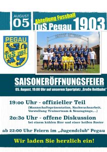 Plakat Saisoneröffnungsfeier TuS Pegau Saison 2017-18